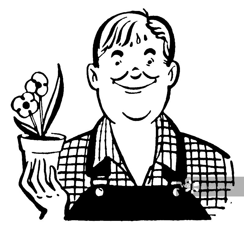 手持鲜花的男子图片素材