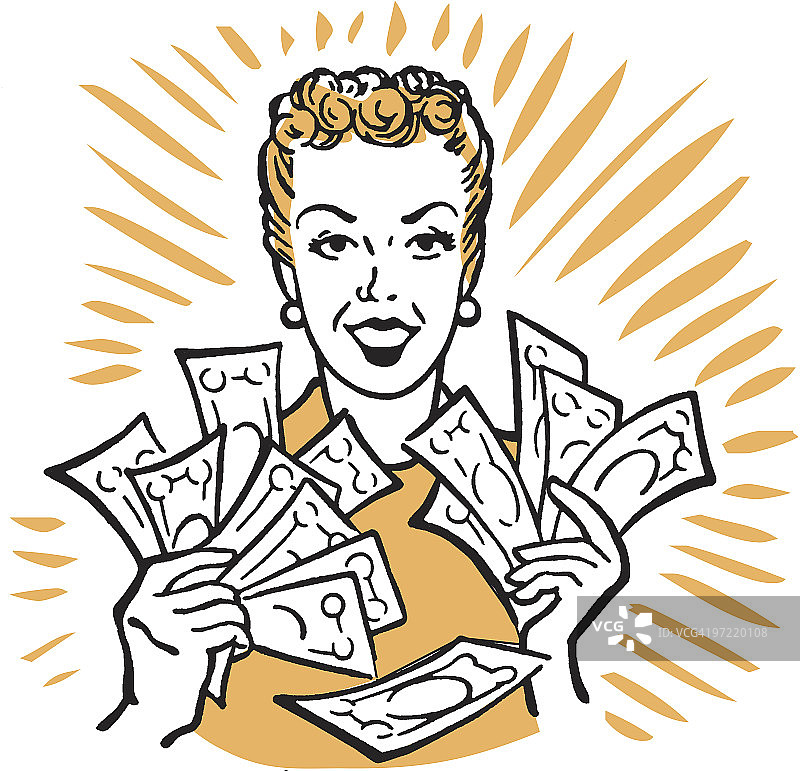 拿着钱的女人图片素材