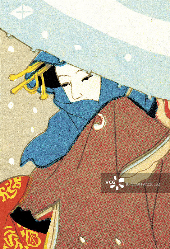 雪地里的亚洲女人图片素材