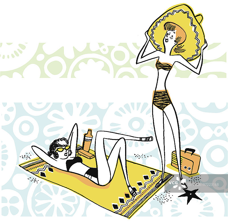 海滩上的两位女士图片素材