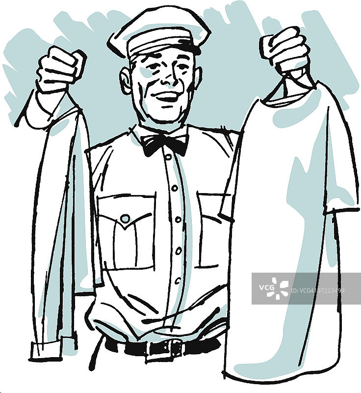 拿着干洗衣服的男人图片素材