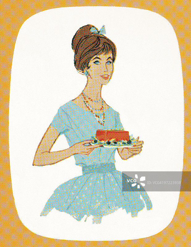 拿着食物的女人图片素材