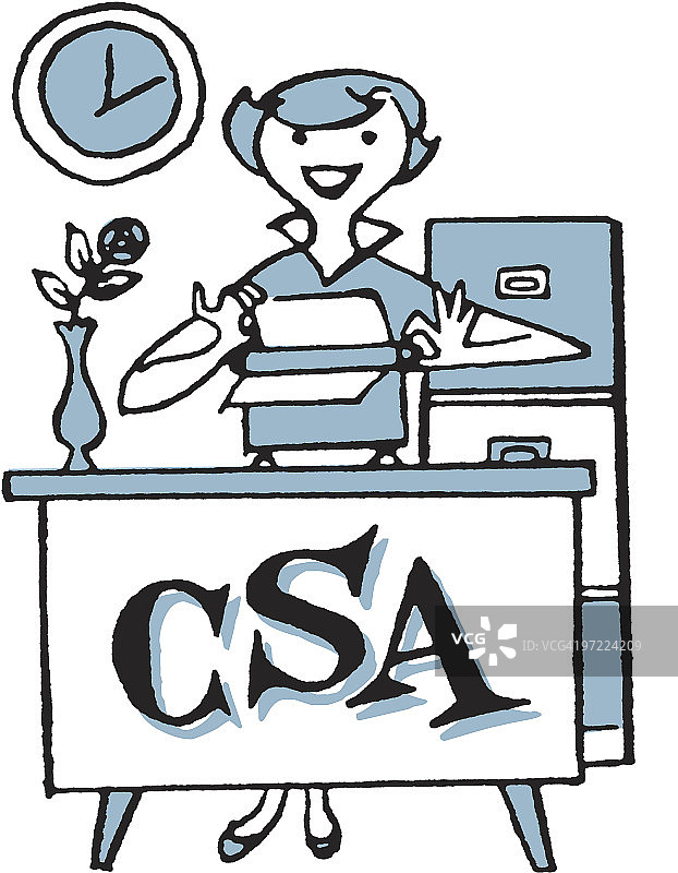 女人在CSA办公桌前工作图片素材
