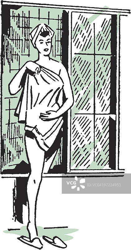 走出淋浴的女人图片素材