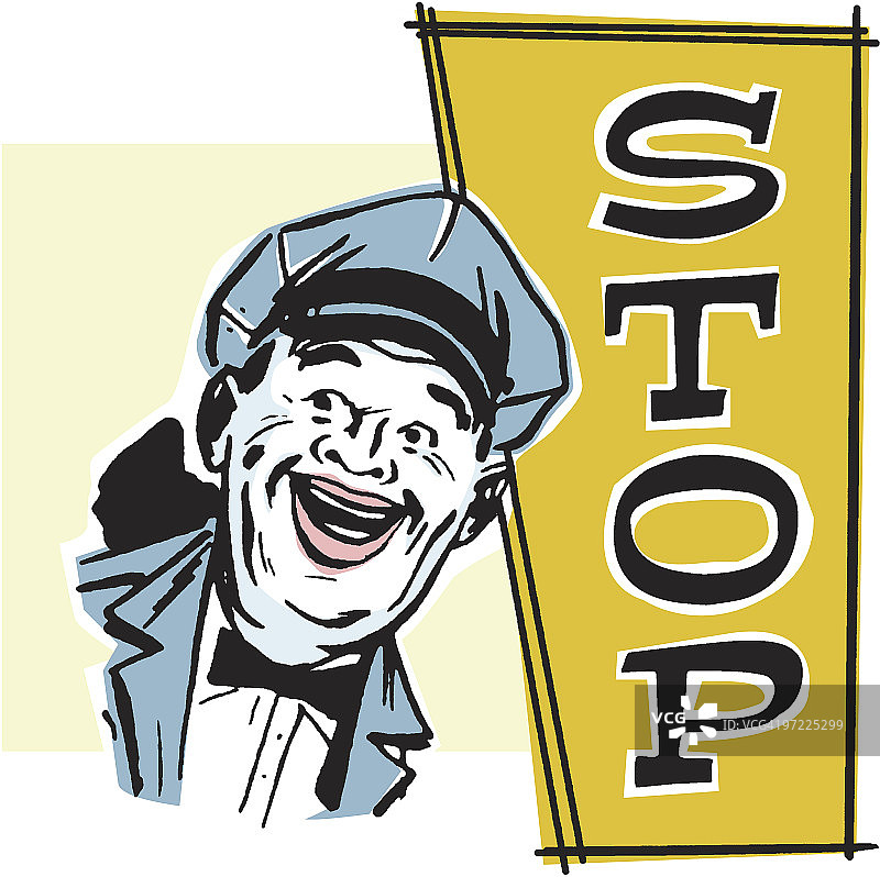 黄色停车标志旁的驾驶员图片素材