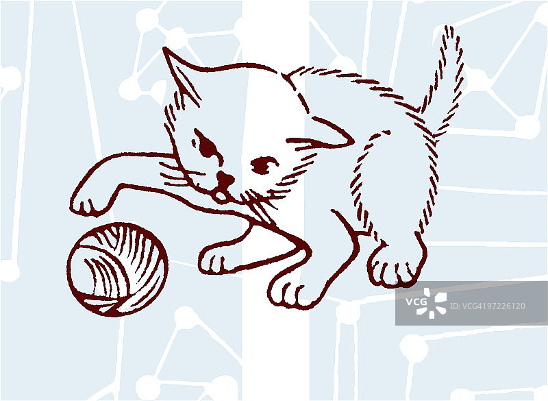 小猫和纱线图片素材