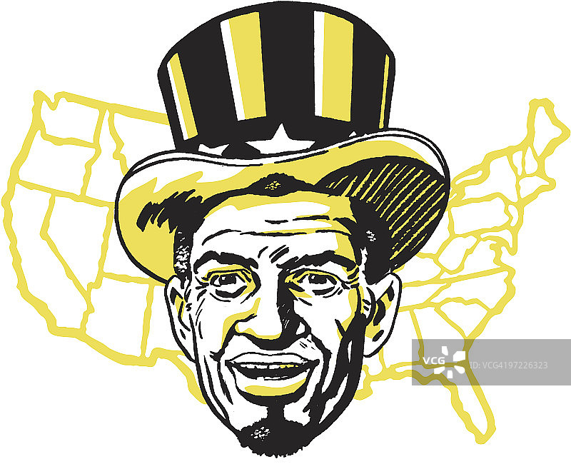 山姆大叔和美国地图图片素材