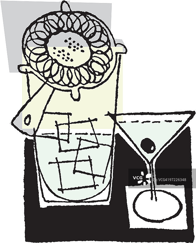 鸡尾酒，滤酒器和摇酒器图片素材