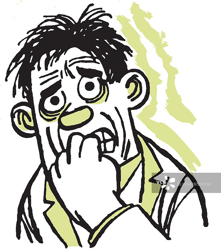 紧张的男人咬指甲图片素材