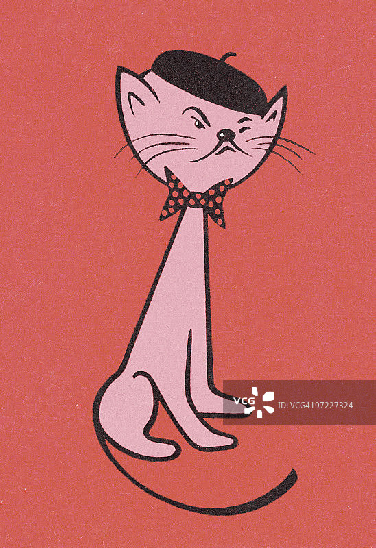 戴贝雷帽和围巾的猫图片素材