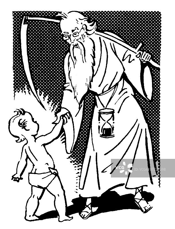 时间老人和新年宝宝图片素材