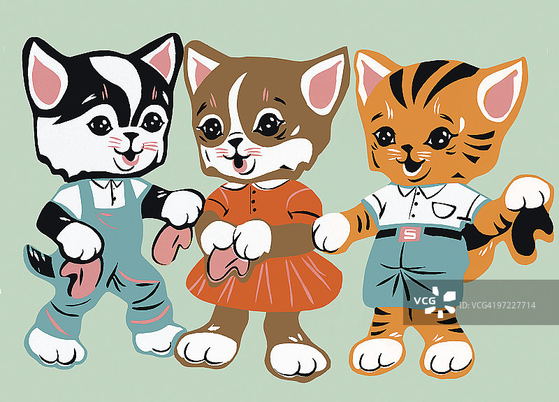 三只穿衣服的幼年动物图片素材