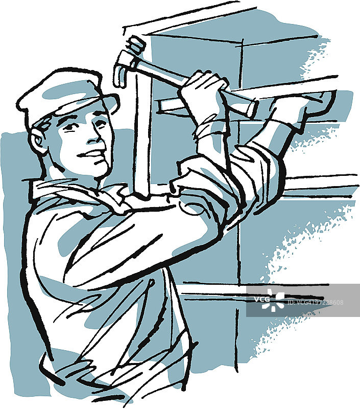 男人搭建架子图片素材