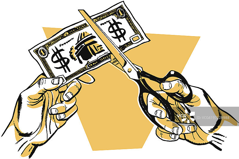 剪刀和钱币图片素材