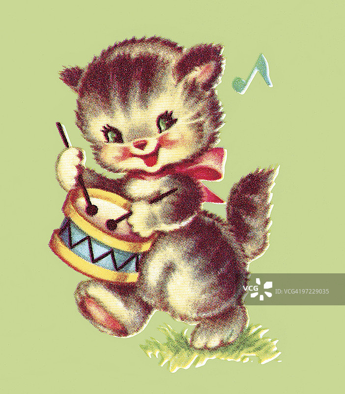 玩小军鼓的小猫图片素材