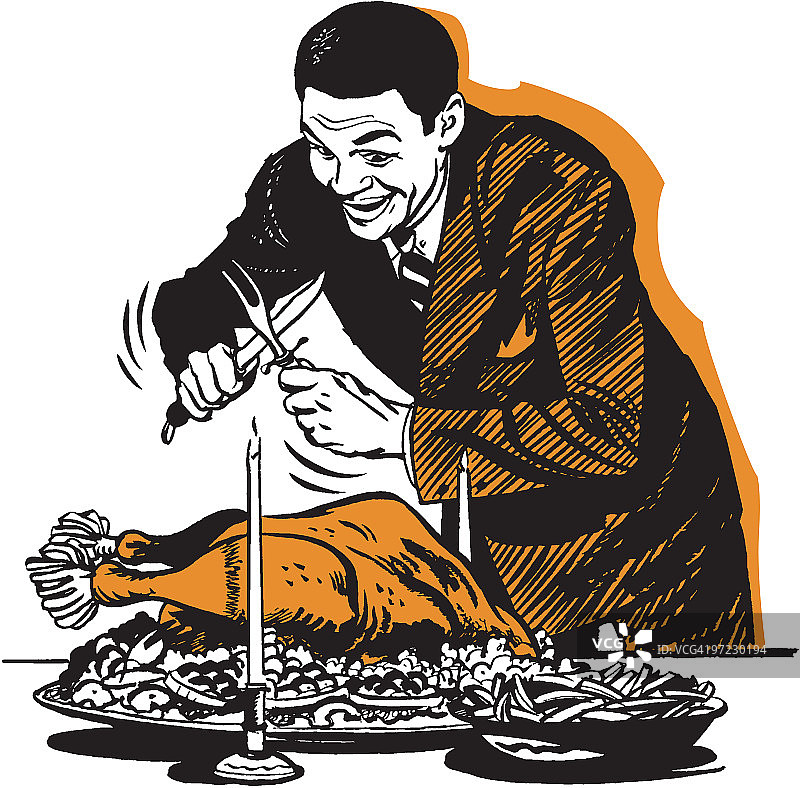 拿着火鸡的男人图片素材