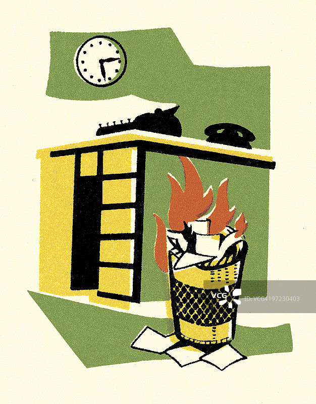 垃圾桶起火图片素材