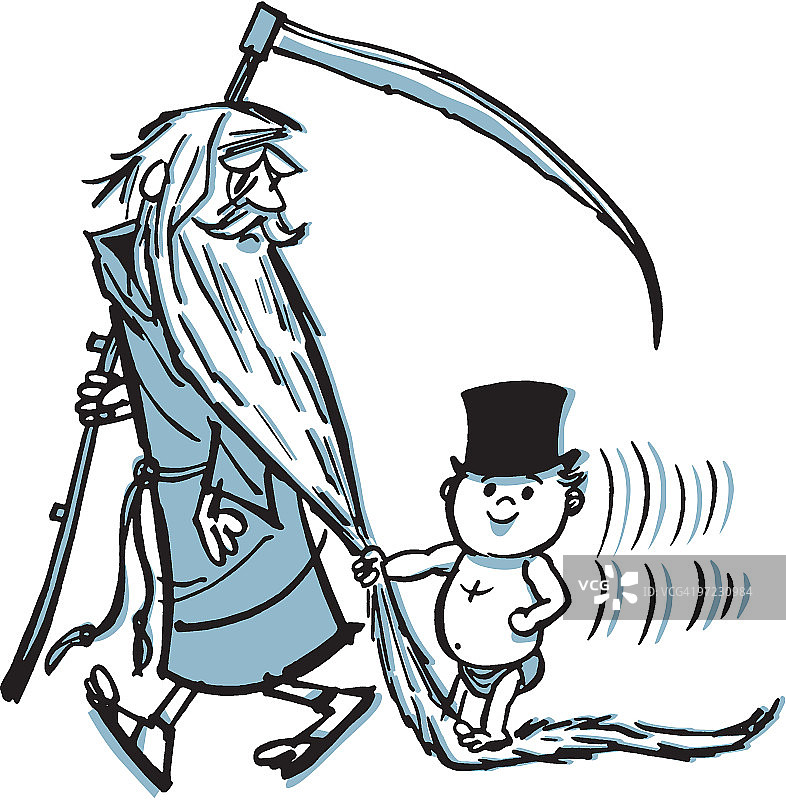 时间之父和新年宝宝图片素材