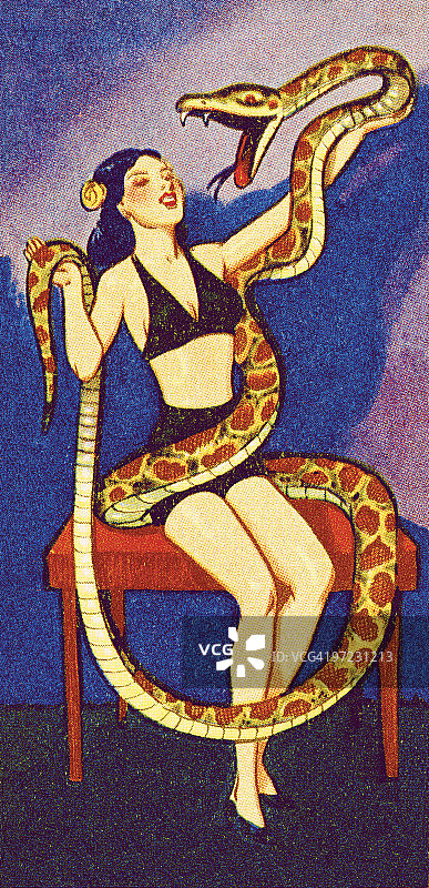 玩蛇的马戏团女人图片素材