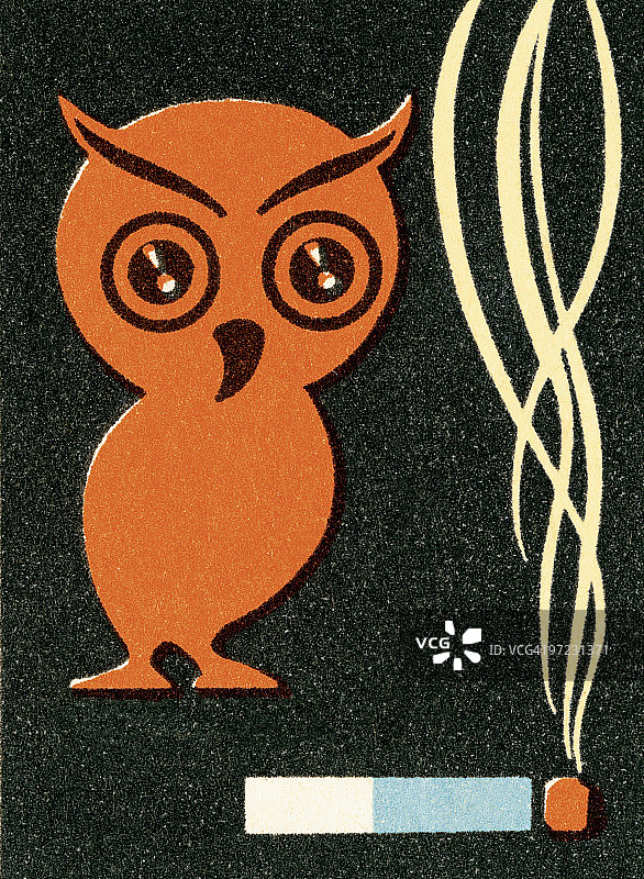 抽烟的猫头鹰图片素材