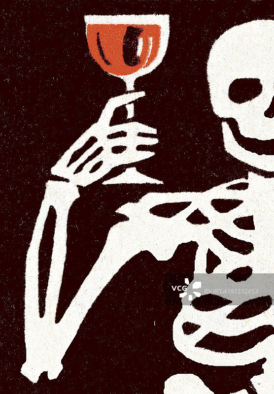 拿着葡萄酒的骷髅图片素材