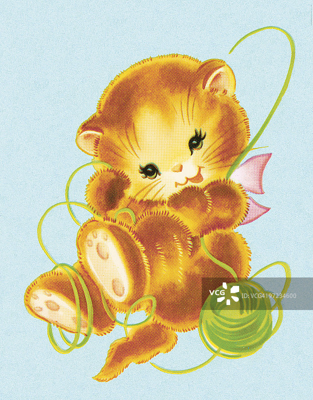 小猫玩耍毛线图片素材