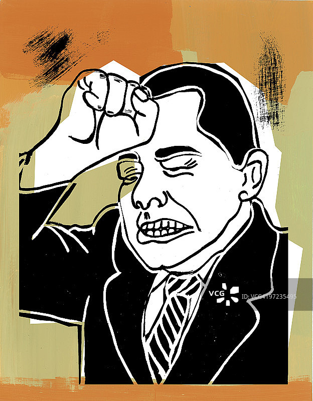 男人打自己的头图片素材