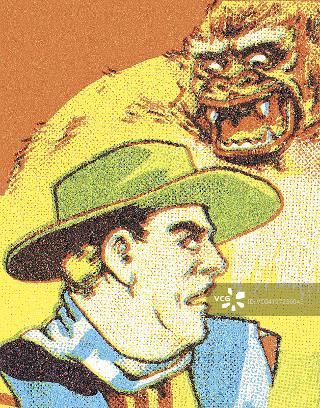 牛仔遇见猿猴图片素材