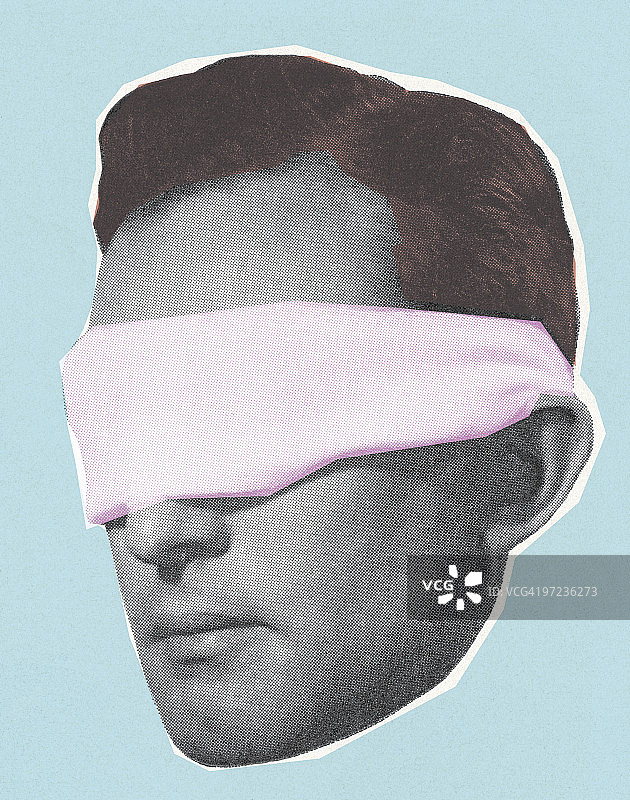 蒙眼男子图片素材