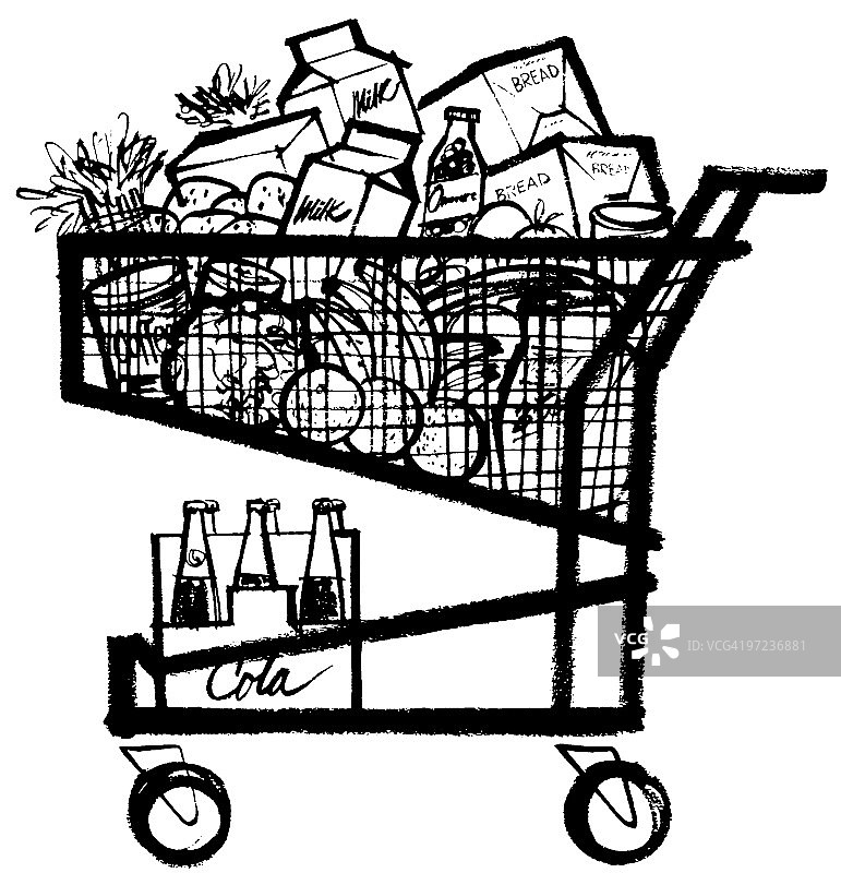 装满商品的购物车图片素材