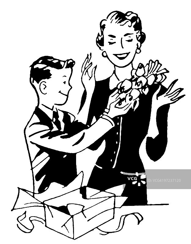 送花的男孩图片素材