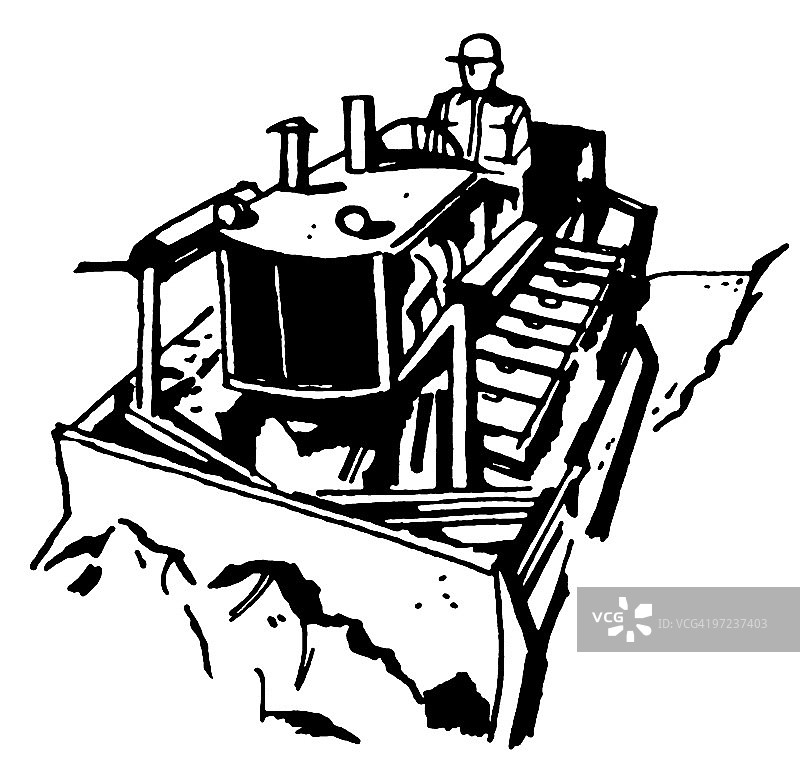 男人在重型机械上图片素材