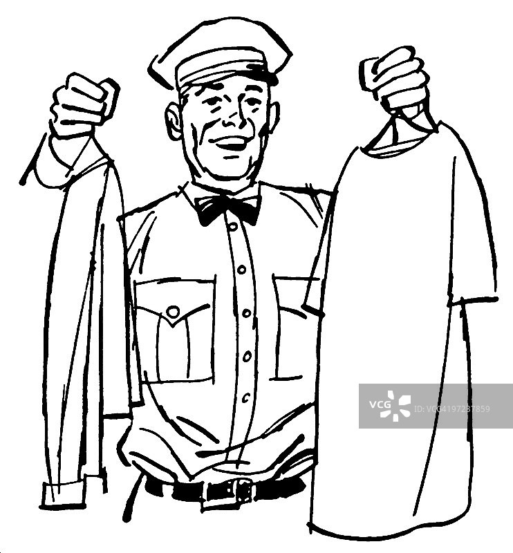 带着干洗衣服的男人图片素材