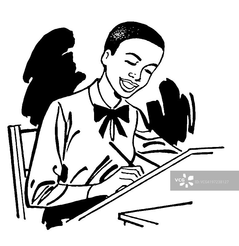 在绘图桌前工作的女人图片素材