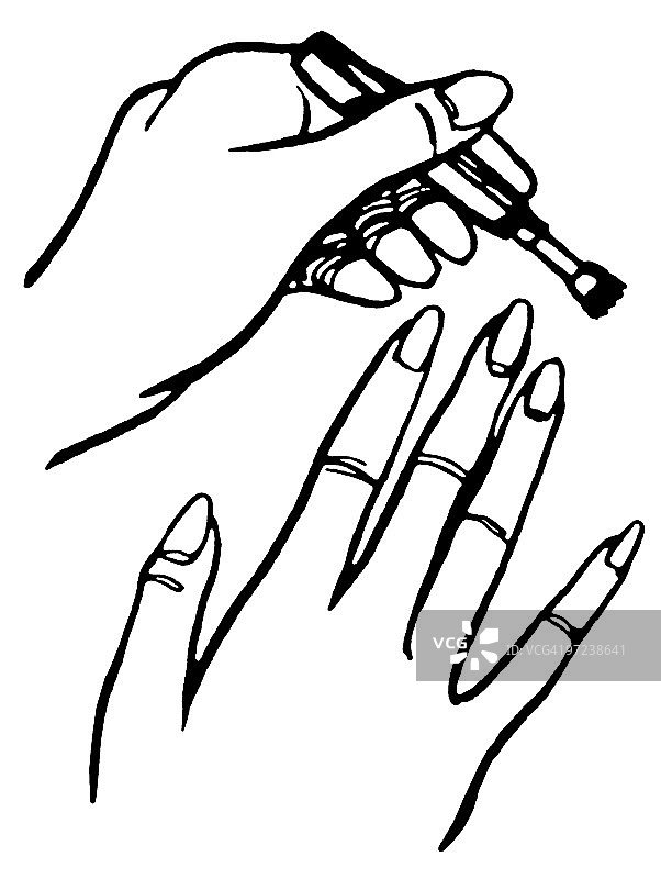 女人涂指甲油图片素材