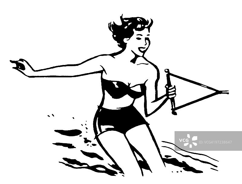 女人滑水图片素材