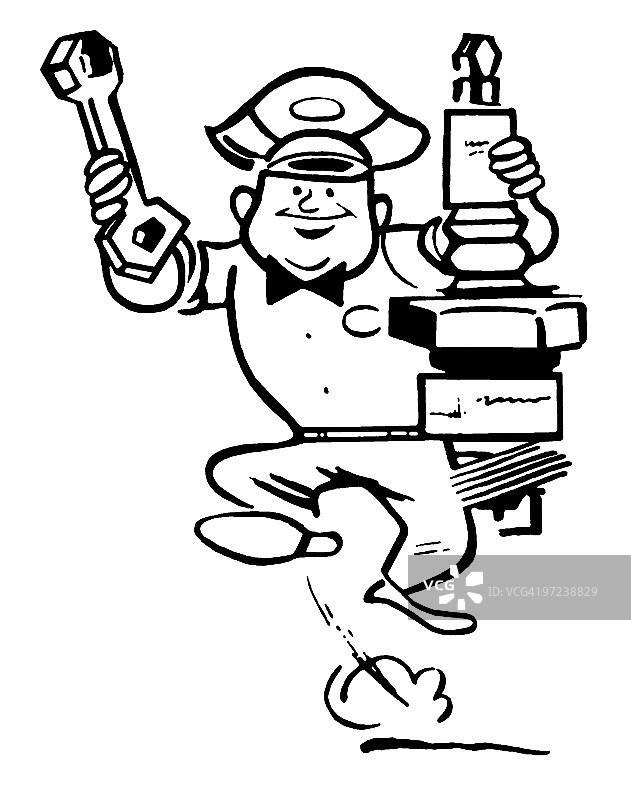 配备工具的汽车修理工图片素材