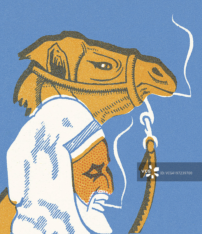 中东男子与骆驼图片素材