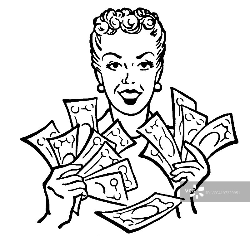 拿着钱的女人图片素材