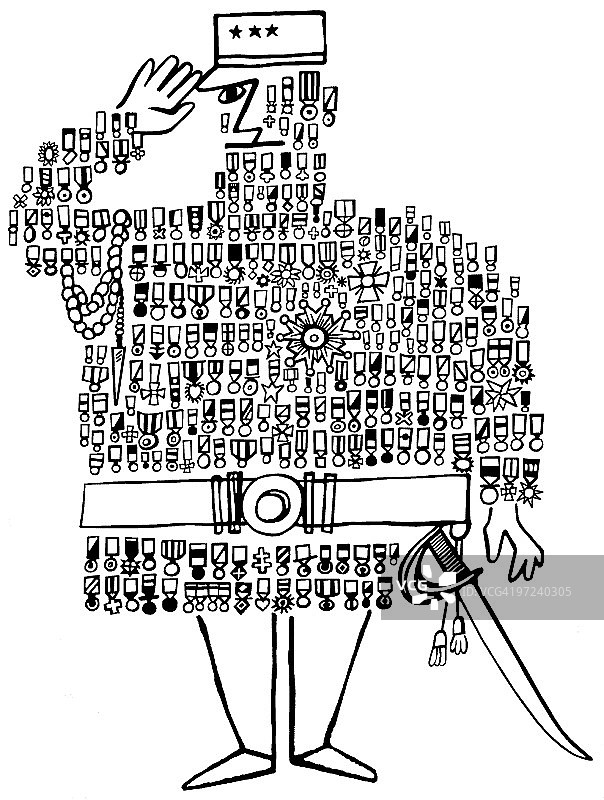 满身勋章的军人图片素材