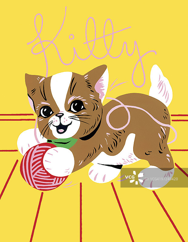 玩纱线的小猫图片素材