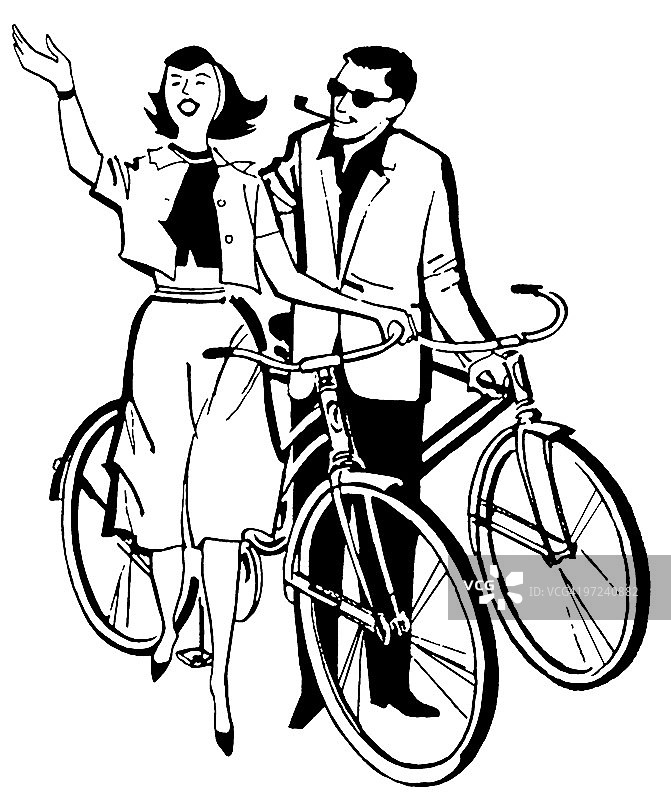 骑自行车的夫妇图片素材