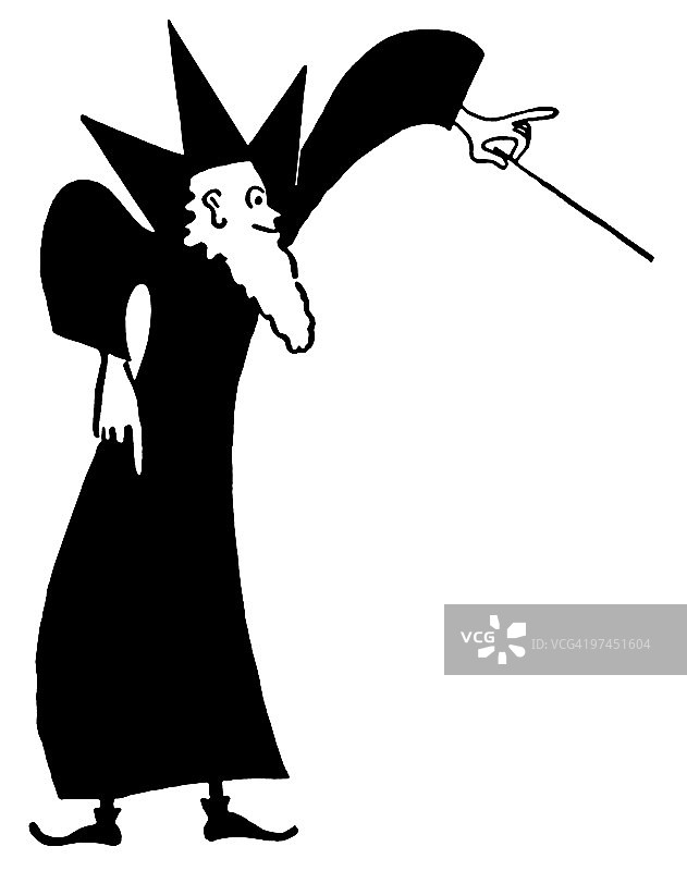 异想天开的巫师的黑白版本图片素材