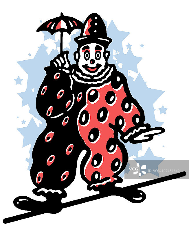 小丑走钢丝插画图片素材