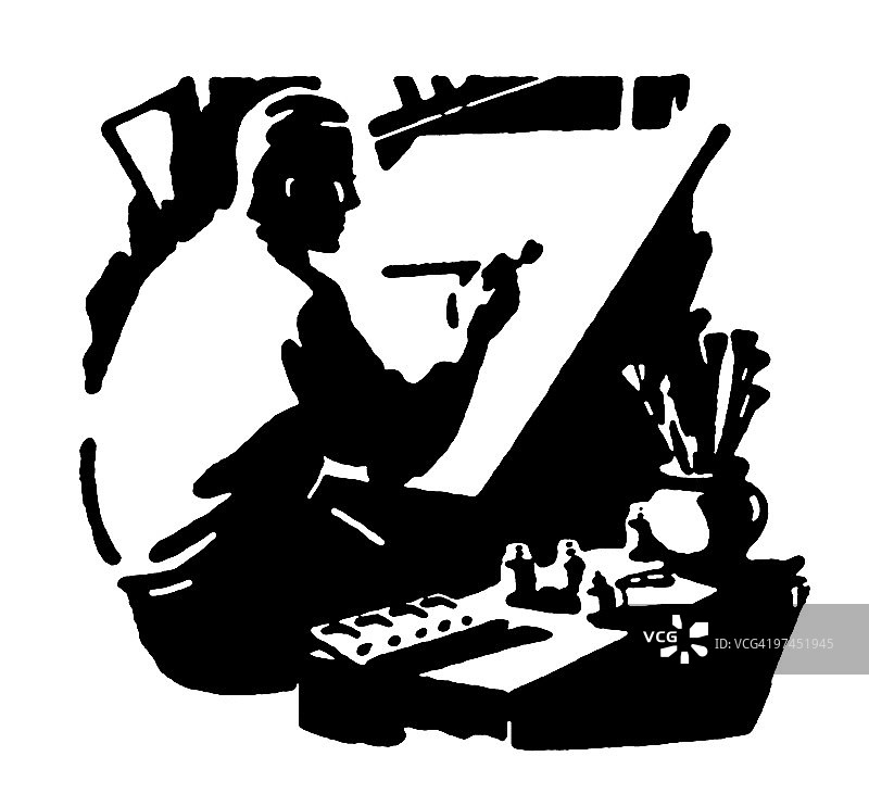 建筑师的复古插图的黑白版本图片素材