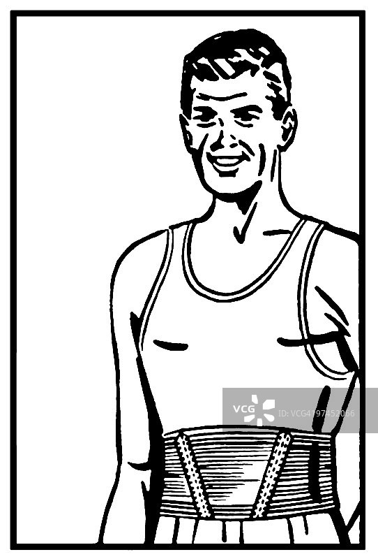 黑白复古版画：运动员图片素材