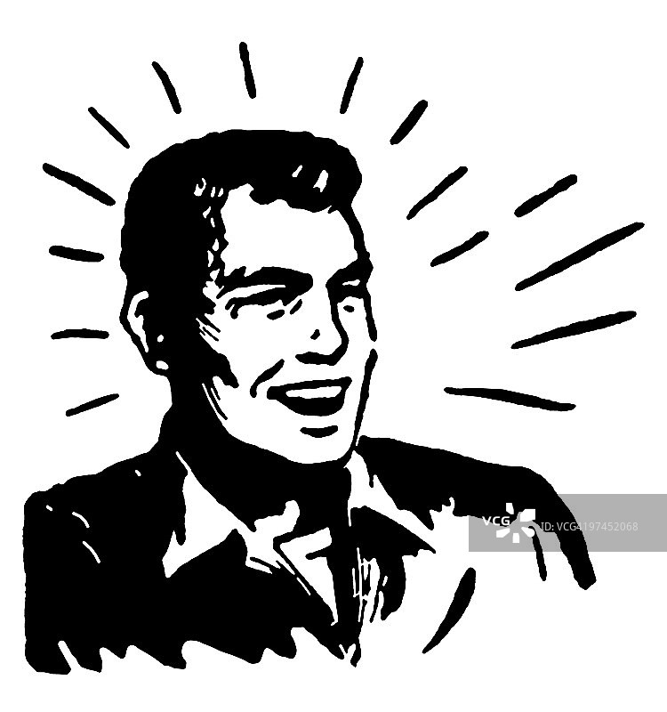 快乐男子图形印花的黑白版本图片素材