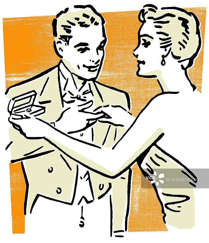 幸福情侣的复古肖像图片素材