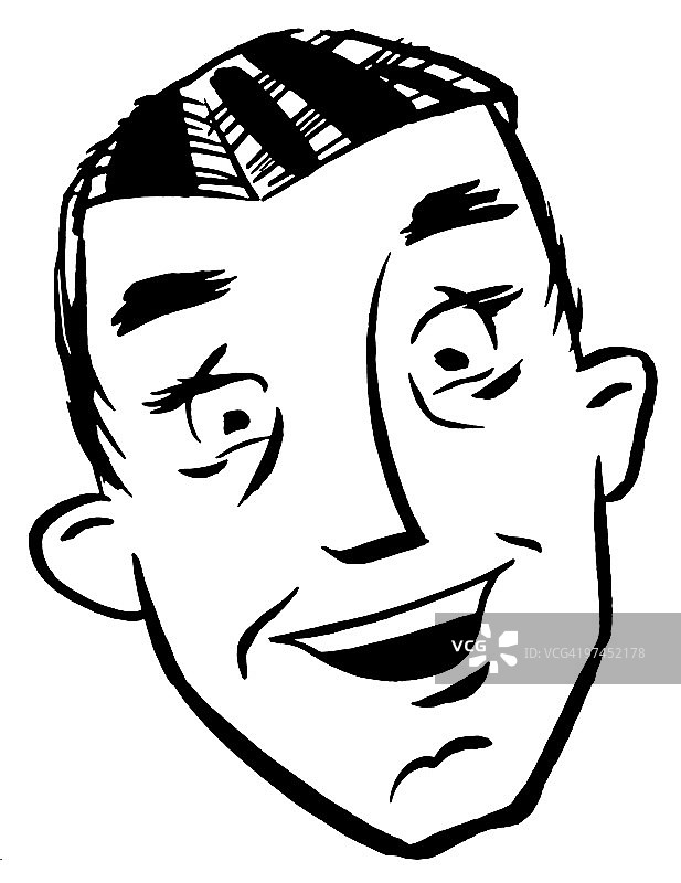 快乐男人的黑白插画图片素材