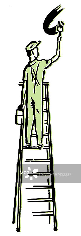 攀爬梯子的男人插画图片素材